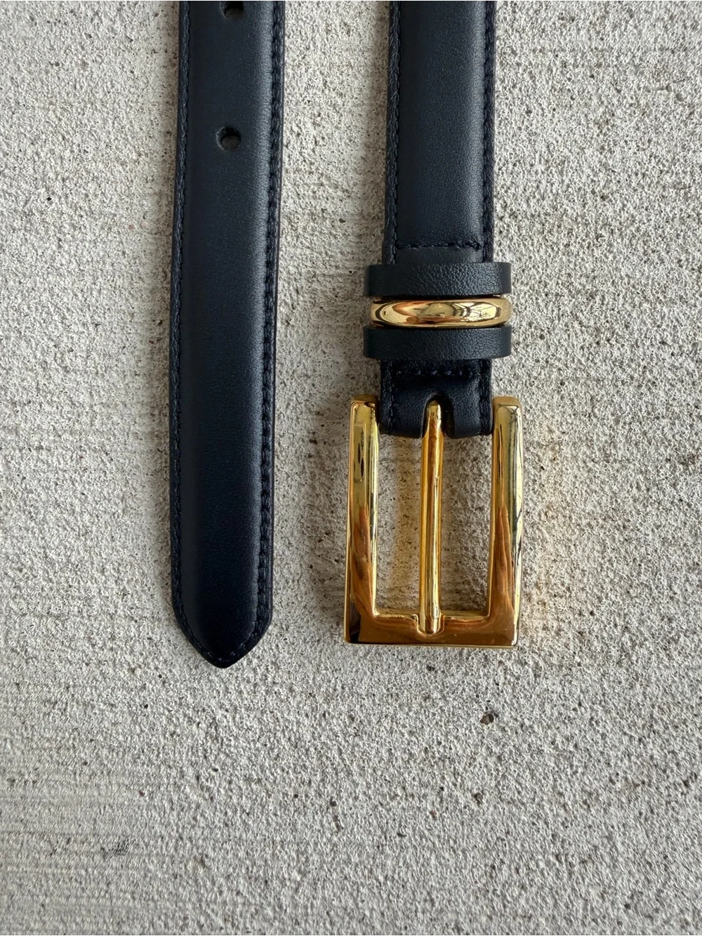 Talbots Black Genuine Leather Belt Gold Tone Buckle Size S 36” Made in Italy